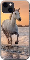 Telefoonhoesje Geschikt voor iPhone 13 hoesje - Paarden - Zon - Zee - Strand - Dieren - Siliconen Telefoonhoesje Telefoonhoesje