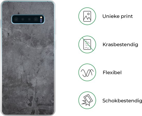 Coque Samsung Galaxy S10 Plus - Industrielle - Béton - Grijs - Ardoise - Rétro - Coque de téléphone en Siliconen