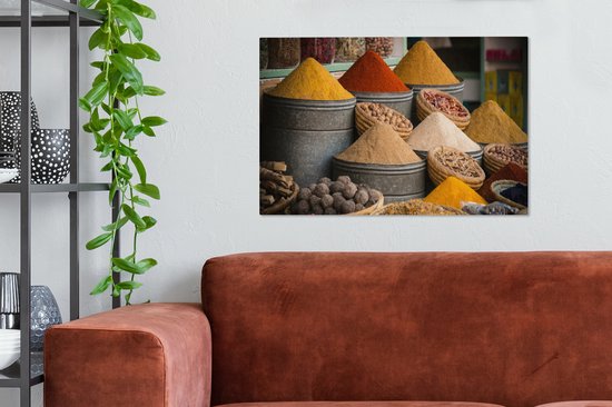Tableau sur toile Herbes - Ton - Épices - Jaune - Marron - 60x40 cm - Décoration murale
