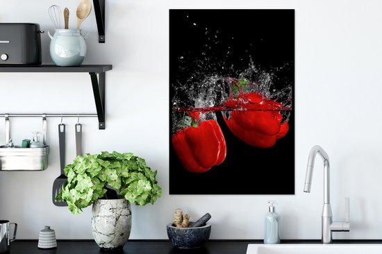 Cadre photo avec affiche - Paprika - Nature morte - Water - Rouge - 40x60 cm - Cadre pour affiche - Décorations de Noël - Décoration de Noël pour l'intérieur - Noël