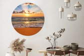 Wall Circle - Wall Circle - Plage - Coucher de Soleil - Mer - Nuages - Horizon - Aluminium - Dibond - 120x120 cm - Intérieur et Extérieur XXL