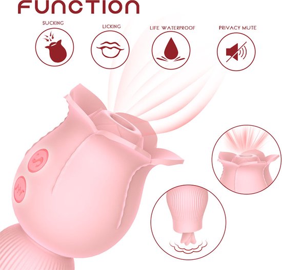 Qarano Night Rose - Vibromasseur à pression d'air - Vibromasseur à aspiration - Vibromasseur à lécher - Lèche et suce - 14 positions - Satisfyer - G-Spot Booster - Masseur - Sex Toy - Orgasme Intense