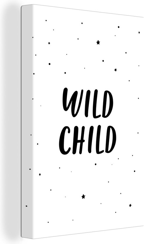 Canvas Babykamer - Quotes - Wild Child - Baby - Kinderen - Tekst - Kinderkamer - Muurdecoratie Kids - 120x180 cm