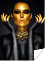 Poster Vrouw - Portret - Goud - Luxe - Zwart - 90x120 cm