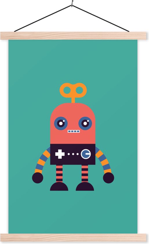 Affiche scolaire enfants - Tableau pour enfants - Robot - Jouets - Vert - Décoration murale garçons - Décoration murale filles - 60x90 cm