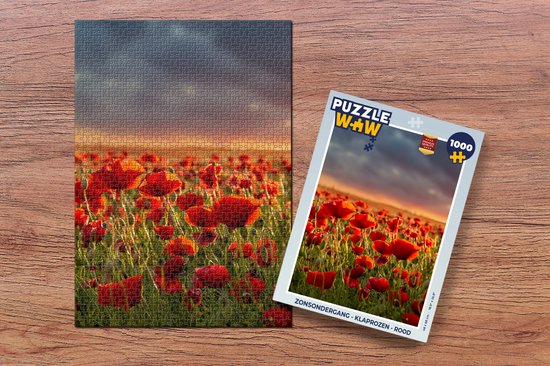 Puzzle Sunset - Coquelicots - Rouge - Fleurs - Champ - Nature - Puzzle -  Puzzle 1000... | bol