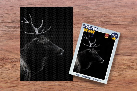 Puzzle Cerf - Zwart - Portrait - Bois - Animaux - Puzzle - Puzzle 500 pièces