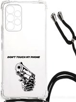 Telefoonhoesje Geschikt voor Samsung Galaxy A53 Leuk TPU Backcase met transparante rand Gun Don't Touch My Phone