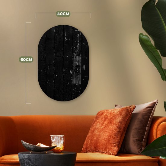 Wall Oval - Wall Oval - Décoration murale Plastique - Peinture Ovale - Zwart - Wit - Structure - Design - 40x60 cm - Forme Miroir Ovale sur Plastique