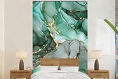 Behang - Fotobehang Goud - Marmer - Groen - Luxe - Marmerlook - Grijs - Breedte 145 cm x hoogte 220 cm