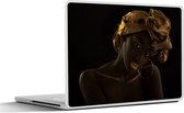 Laptop sticker - 12.3 inch - Vrouwen - Hoofddoek - Goud - Luxe - 30x22cm - Laptopstickers - Laptop skin - Cover