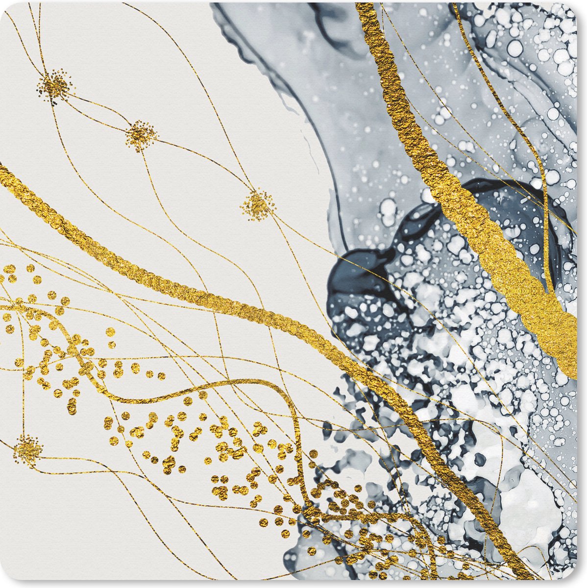 Muismat 20x20 cm - Mousepad Abstract - Goud - Natuur - Kunst - Muismatten - Schoolspullen middelbare school