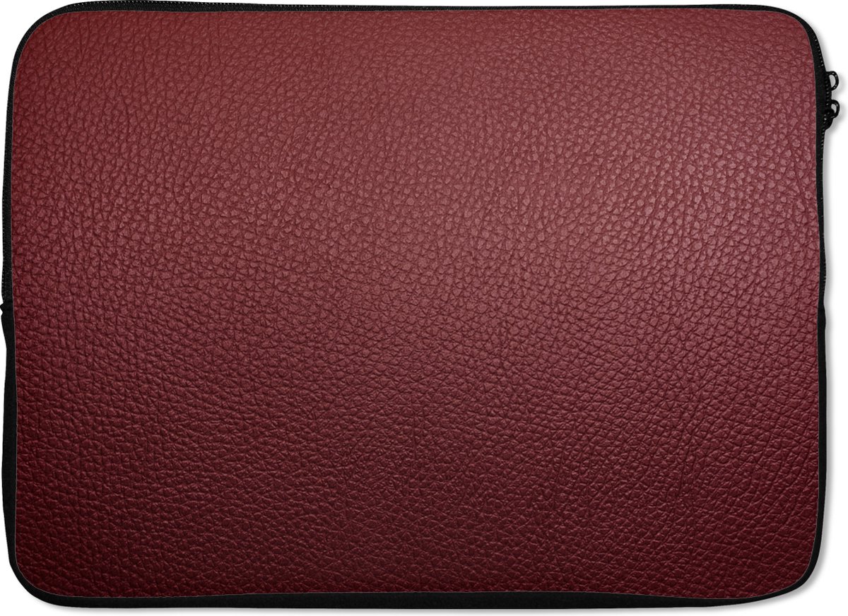 Laptophoes 13 inch - Leer - Lederlook - Rood - Licht - Laptop sleeve - Binnenmaat 32x22,5 cm - Zwarte achterkant - Back to school spullen - Schoolspullen jongens en meisjes middelbare school - Macbook air hoes - Chromebook sleeve