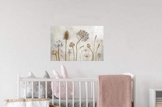 Stickers Stickers muraux - Fleurs - Aquarelle - Nature morte - 60x40 cm - Feuille adhésive