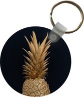 Sleutelhanger - Ananas - Goud - Verf - Zwart - Fruit - Luxe - Plastic - Rond - Uitdeelcadeautjes