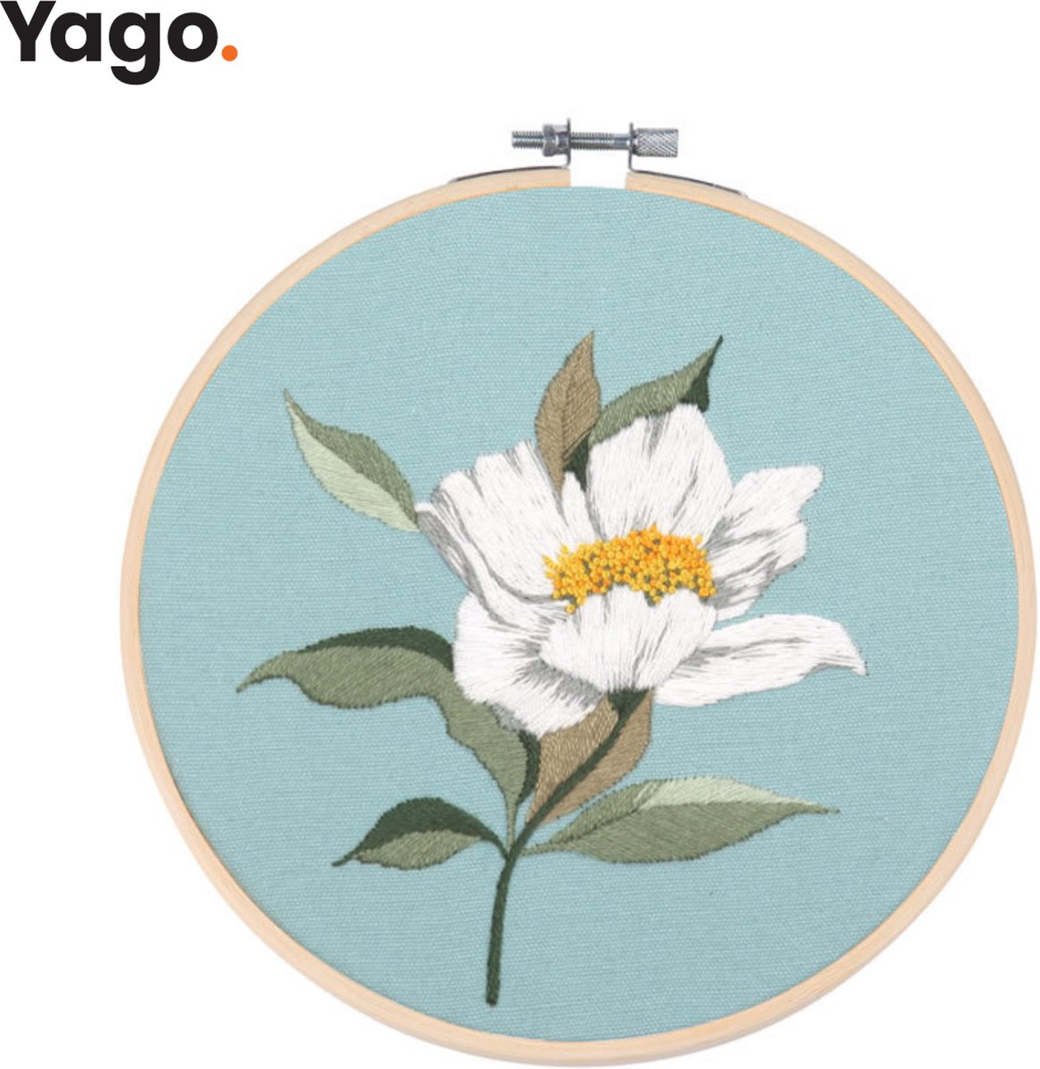 Yago Wilde Citrusroos - Borduurpakket | Starterskit | Alles inbegrepen | Patroon | Borduurring | Borduurgaren | Voor volwassen | Creatief | Hobby | Borduren | Ontstressen | Borduurset