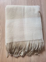 LVL Style Deken - Plaid -Merino wol - 100% Nieuw - 130x170cm - lich grijz - beige kleur