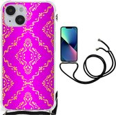 GSM Hoesje Geschikt voor iPhone 14 Plus Leuk TPU Back Case met transparante rand Barok Roze