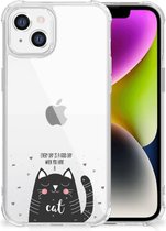 Telefoonhoesje Geschikt voor iPhone 14 Silicone Case met transparante rand Cat Good Day