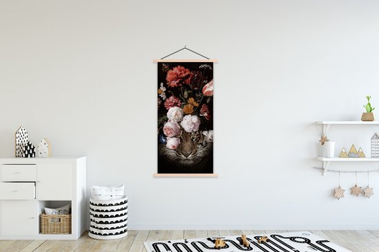 Porte-affiche avec affiche - Affiche scolaire - Fleurs - Jan Davidsz de Heem - Tigre - Peinture - Nature morte - Maîtres anciens - 90x180 cm - Lattes vierges
