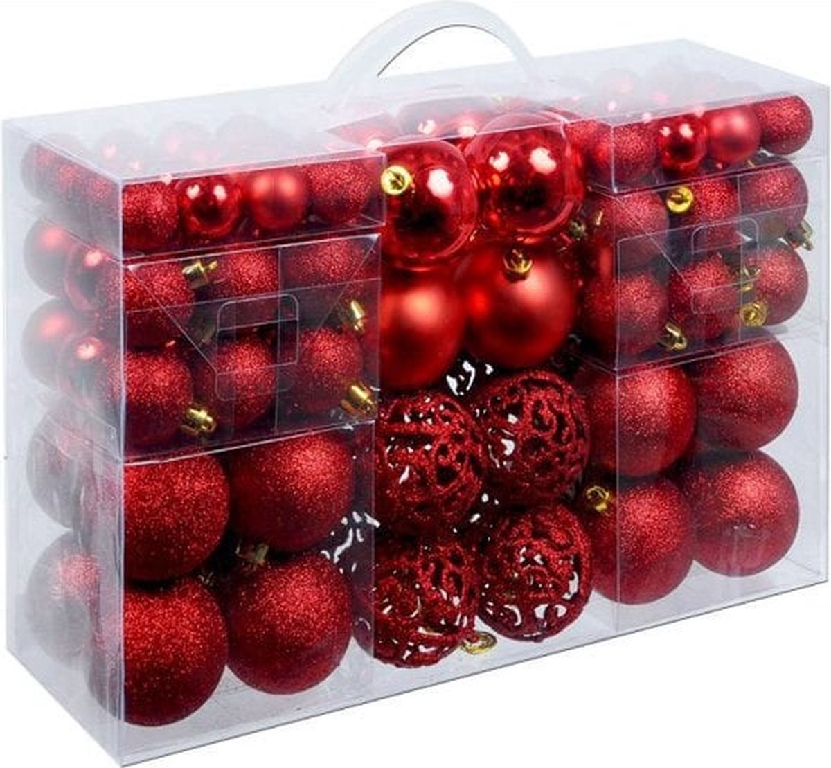 Kerstballen 100 stuks Rood, Kerstballen plastic 100 stuks