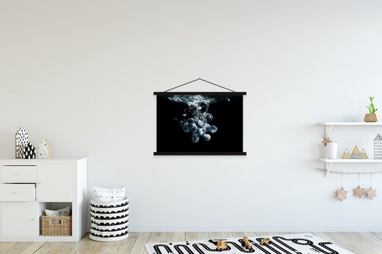 Porte-affiche avec affiche - Affiche scolaire - Myrtilles - Fruit - Baie - Nature morte - Water - Zwart - 90x60 cm - Lattes noires