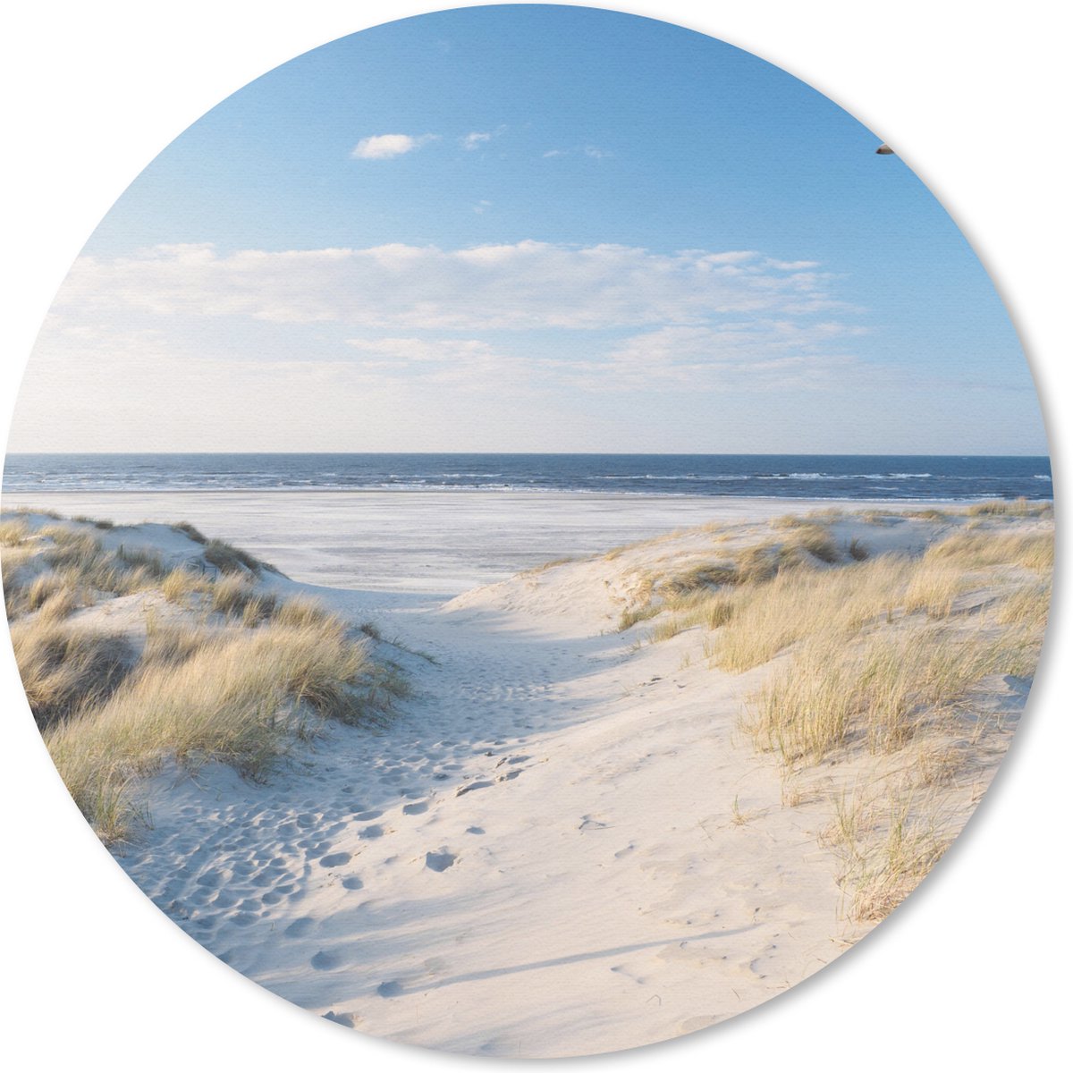 Muismat rond 20x20 cm - Mousepad Duin - Meeuw - Strand - Zee - Zon - Ronde muismatten