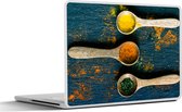 Laptop sticker - 12.3 inch - Specerijen - Lepel - Kruiden - Bruin - Geel - Groen - 30x22cm - Laptopstickers - Laptop skin - Cover