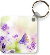 Sleutelhanger - Uitdeelcadeautjes - Lavendel - Vlinder - Bloemen - Plastic