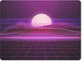 Gaming Muismat - Mousepad - 40x30 cm - Gaming - Neon - Retro - Paars - Zon - Gamen - Geschikt voor Gaming Muis en Gaming PC set