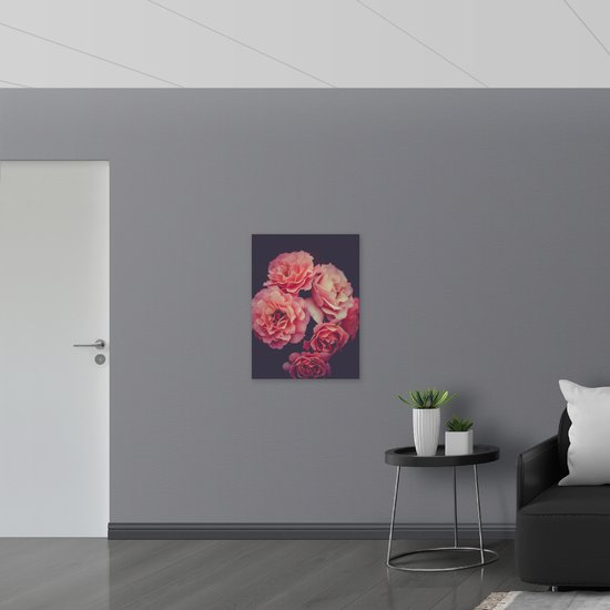 WallClassics - Dibond - Grandes Fleurs roses - 60x80 cm Photo sur aluminium (Décoration murale en métal)