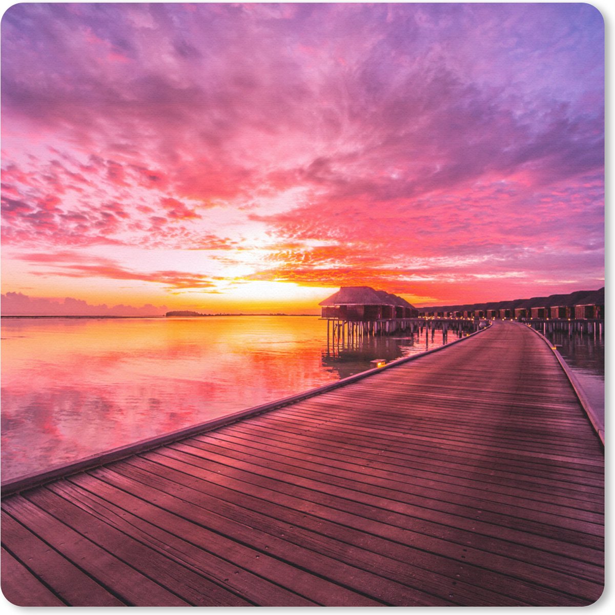 Muismat 30x30 cm - Mousepad Steiger - Water - Zon - Roze - Horizon - Muismatten