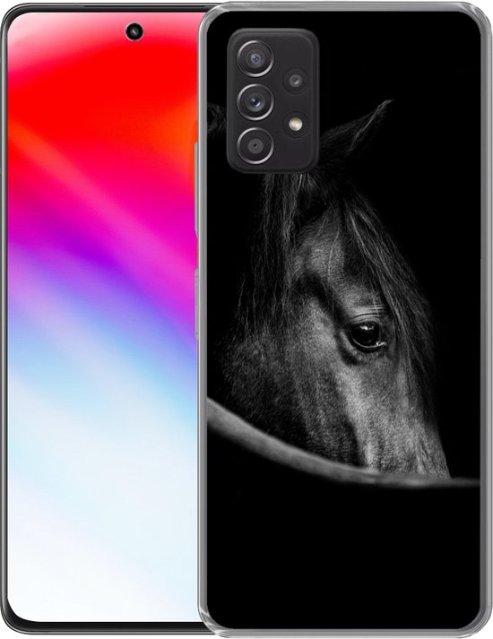 Coque Samsung Galaxy A53 5G - Paarden - Portrait - Zwart - Animaux - Coque de téléphone en Siliconen