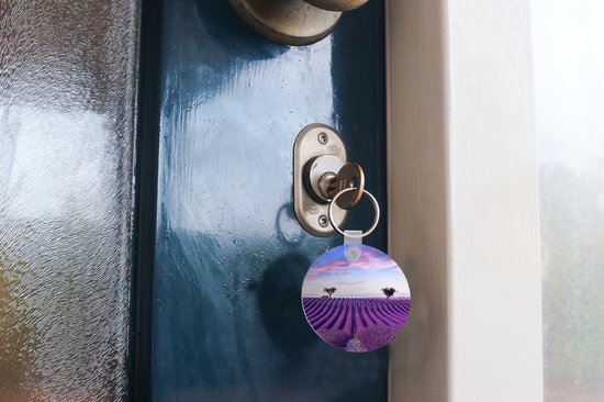 Porte-clés - Lavande - Nature - Violet - Arbres - Fleurs - Plastique - Rond - Distribution de cadeaux