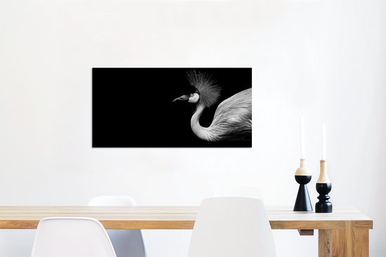 Décoration murale Métal - Peinture Aluminium Industrielle - Grue - Zwart - Wit - Vogel - Animaux - 120x60 cm - Dibond - Photo sur aluminium - Décoration murale industrielle - Pour le salon / chambre