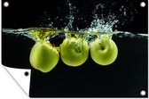Muurdecoratie Appels - Fruit - Water - Zwart - Groen - 180x120 cm - Tuinposter - Tuindoek - Buitenposter