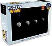 Puzzel Zwart - Wit - Maan - Maanfase - Ruimte - Legpuzzel - Puzzel 500 stukjes