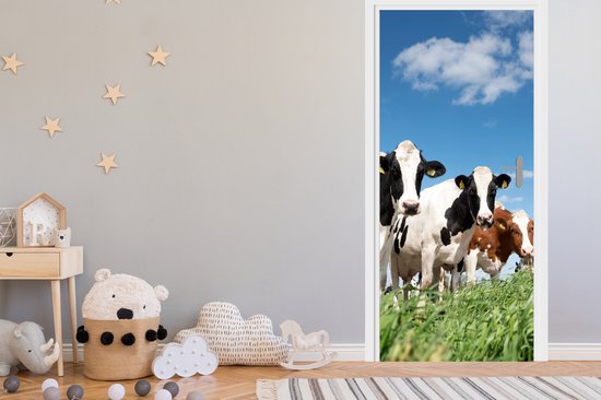 Sticker pour porte Vaches - Campagne - Pâturage - Nature - Animaux - 75x205 cm - Affiche de porte
