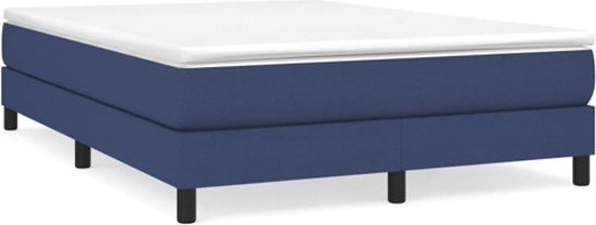 vidaXL Boxspring Cadre Tissu Bleu 140 x 200 cm
