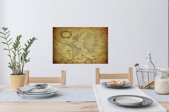 Muurstickers - Sticker Folie - Wereldkaart - Vintage - Geschiedenis - Kinderen - Jongens - Meisjes - 60x40 cm - Plakfolie - Muurstickers Kinderkamer - Zelfklevend Behang - Zelfklevend behangpapier - Stickerfolie