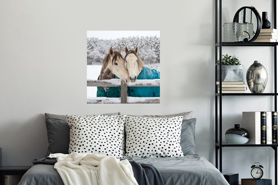 Stickers muraux - Paarden - Couverture - Neige - 50x50 cm - Film adhésif