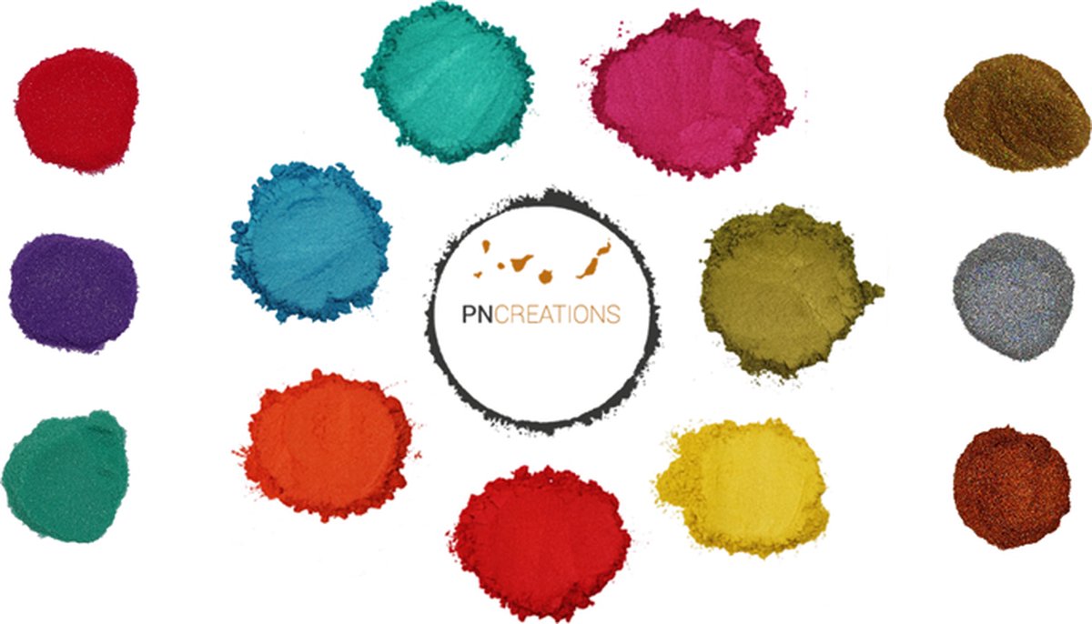 PNCreations Pigmentpoeder Hot Summer + Glitter| Kleurpoeder voor Epoxy Hars | 7 Kleuren + 6 Glitters | Epoxy Giethars | Hars | Verf | Verf Mixen