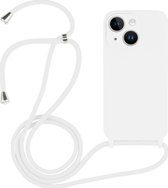 Mobigear Telefoonhoesje geschikt voor Apple iPhone 14 Plus Siliconen | Mobigear Lanyard Hoesje met koord - Wit
