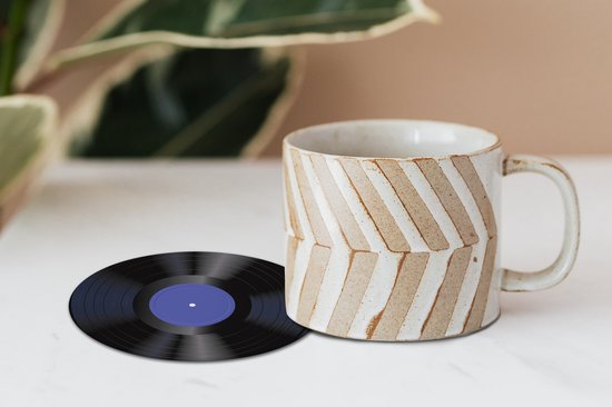Sous- Sous-verres - Lp - Vinyl - Rétro - Rond - Blauw - Sous- Sous-verres pour verres 10x10 cm - 6 pièces