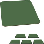 Onderzetters - Groen - Effen - Abstract - Design - Keuken - Vierkant - Onderzetters voor glazen - Onderzetter - 10x10 cm - 6 stuks