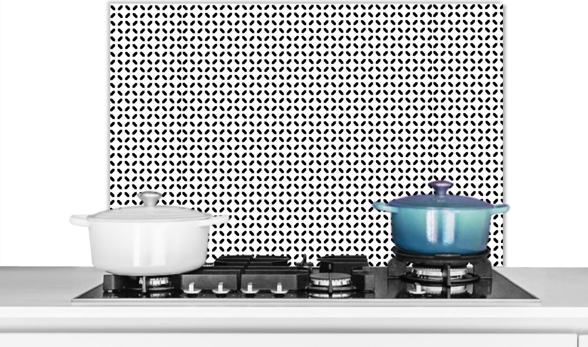 Spatscherm - Achterwand keuken - Design - Patronen - Abstract - Zwart - Wit - 90x60 cm