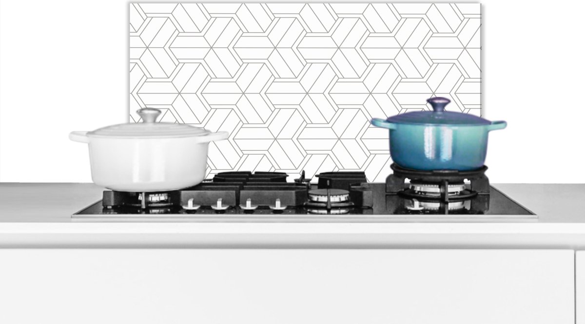 KitchenYeah - Spatscherm - Patronen - Design - Lijn - Zwart - Wit - 60x30 cm