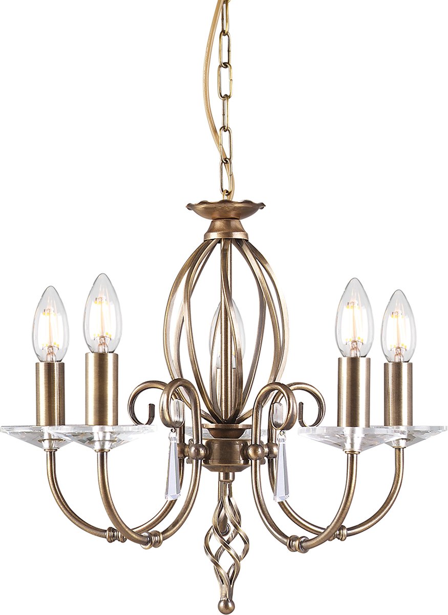 Landelijke Kroonluchter - Steady Lighting - Metaal - Landelijk - E14 - L: 48cm - Voor Binnen - Woonkamer - Eetkamer - Zilver