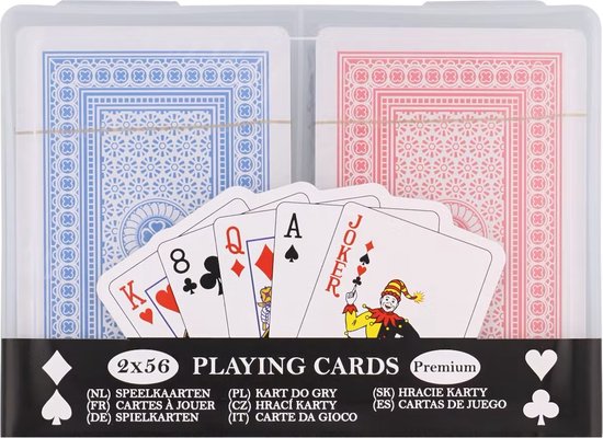 Speelkaarten voor pesten of poker 2 X 56 kaarten In Bewaardoos - 2  pakjes... | bol.com
