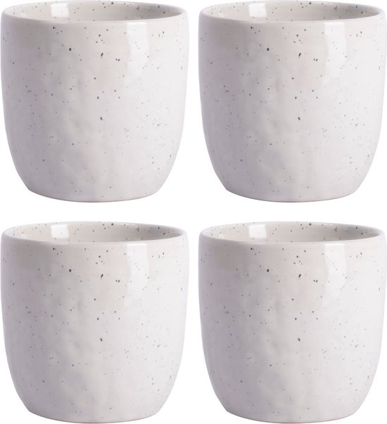 Gusta Table Tales Mok 180ml ø7x7cm Wit met stipjes set 4